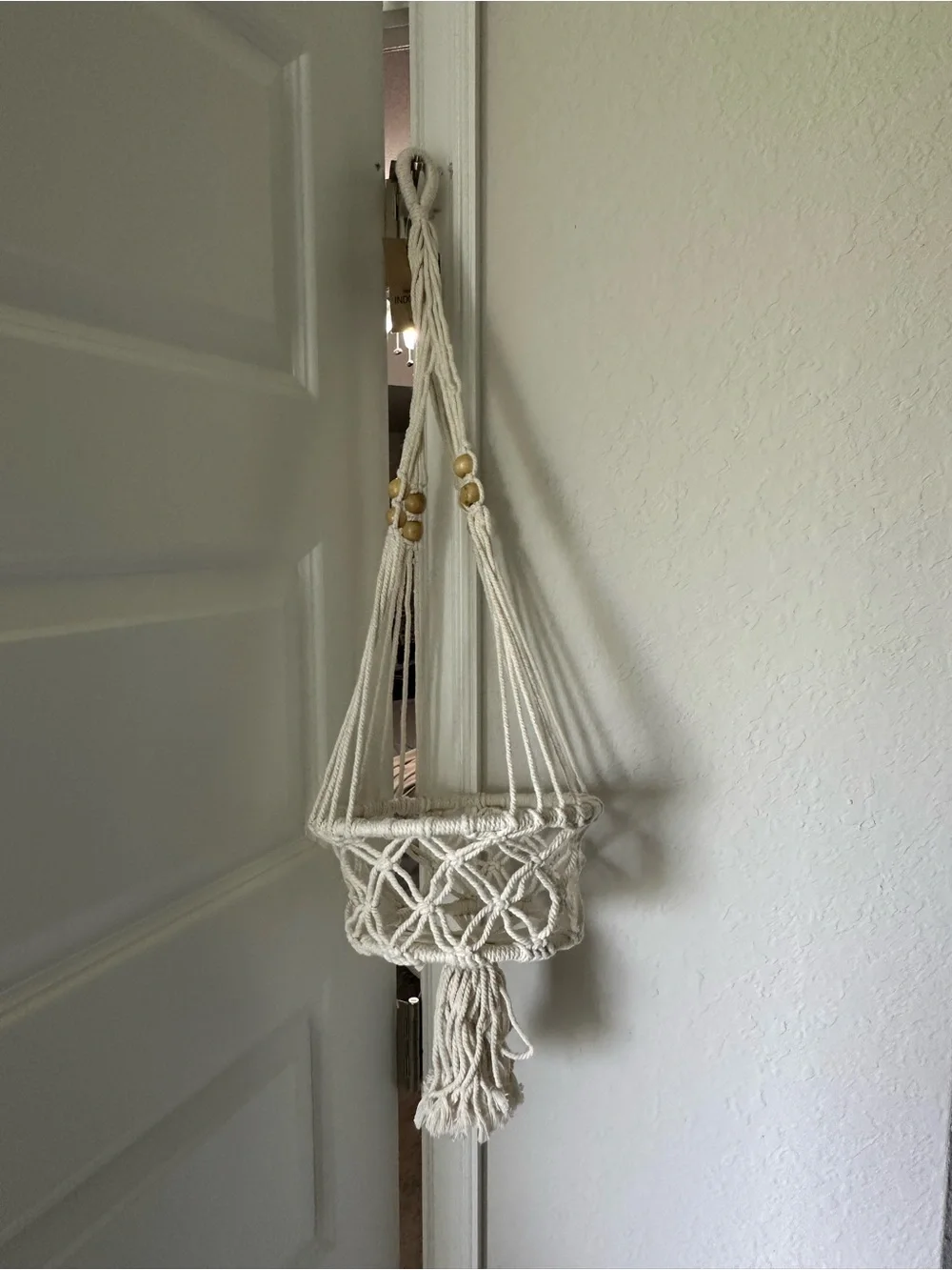 BRAND NEW with tags Beaded Macrame Hanging Plant Holder - Cream Boho Wall Decor